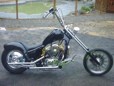Steve went hardtail and stretched the frame downtubes a few inches on his 88 VT600 Shadow