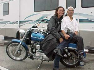 Kevin & Rachael on his Harley-Davidson Sportster